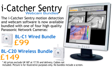 i-Catcher Sentry with Panasonic BL-C1, BL-C20, BL-C111 or Bl-C131 Camera Webcam Bundle.