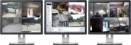 Image of iCatcher Console running on a 3-monitor flexible CCTV system