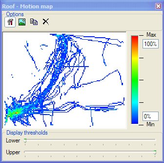 ICE motion map based on paths of objects tracked through the field of view